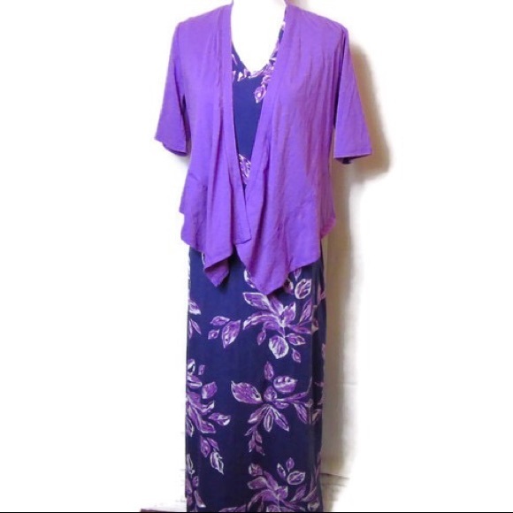 Denim&Co Dresses & Skirts - Denim & Co V-Neck Printed Maxi Dress & Shrug Small